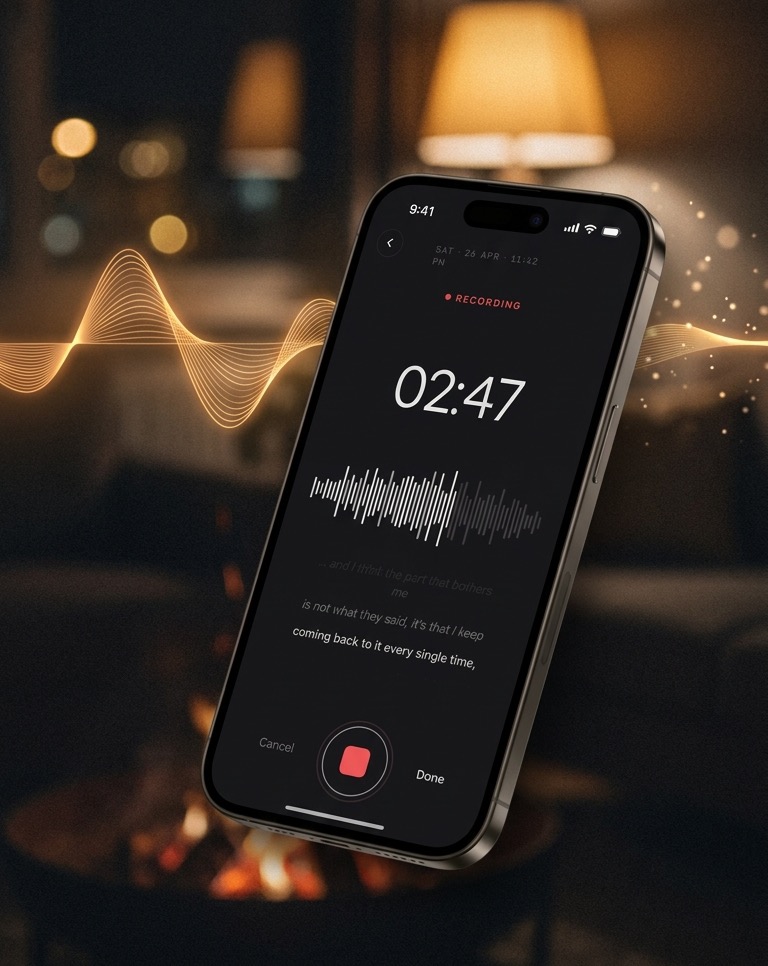 Journo recording screen on an iPhone